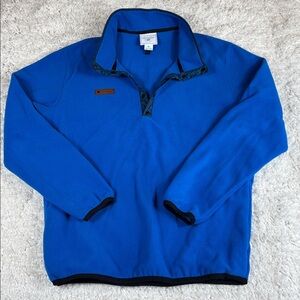 Obermeyer Men's Boulder Fleece Pullover, Blue,  Snaps, Ski Trail, Size Medium